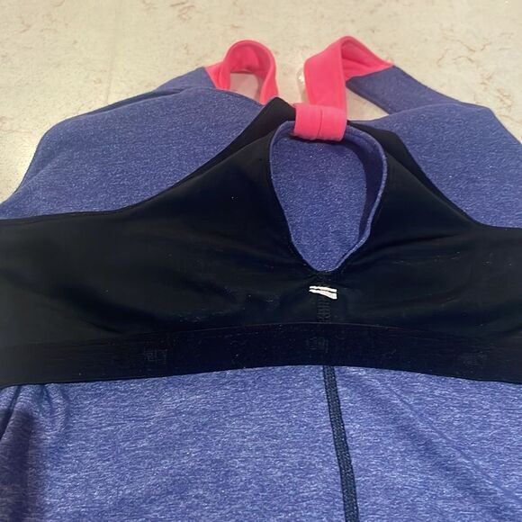 LUCY halter athletic tank top SZ XXL shimmer blue with neon pink straps SZ XL - Picture 9 of 15